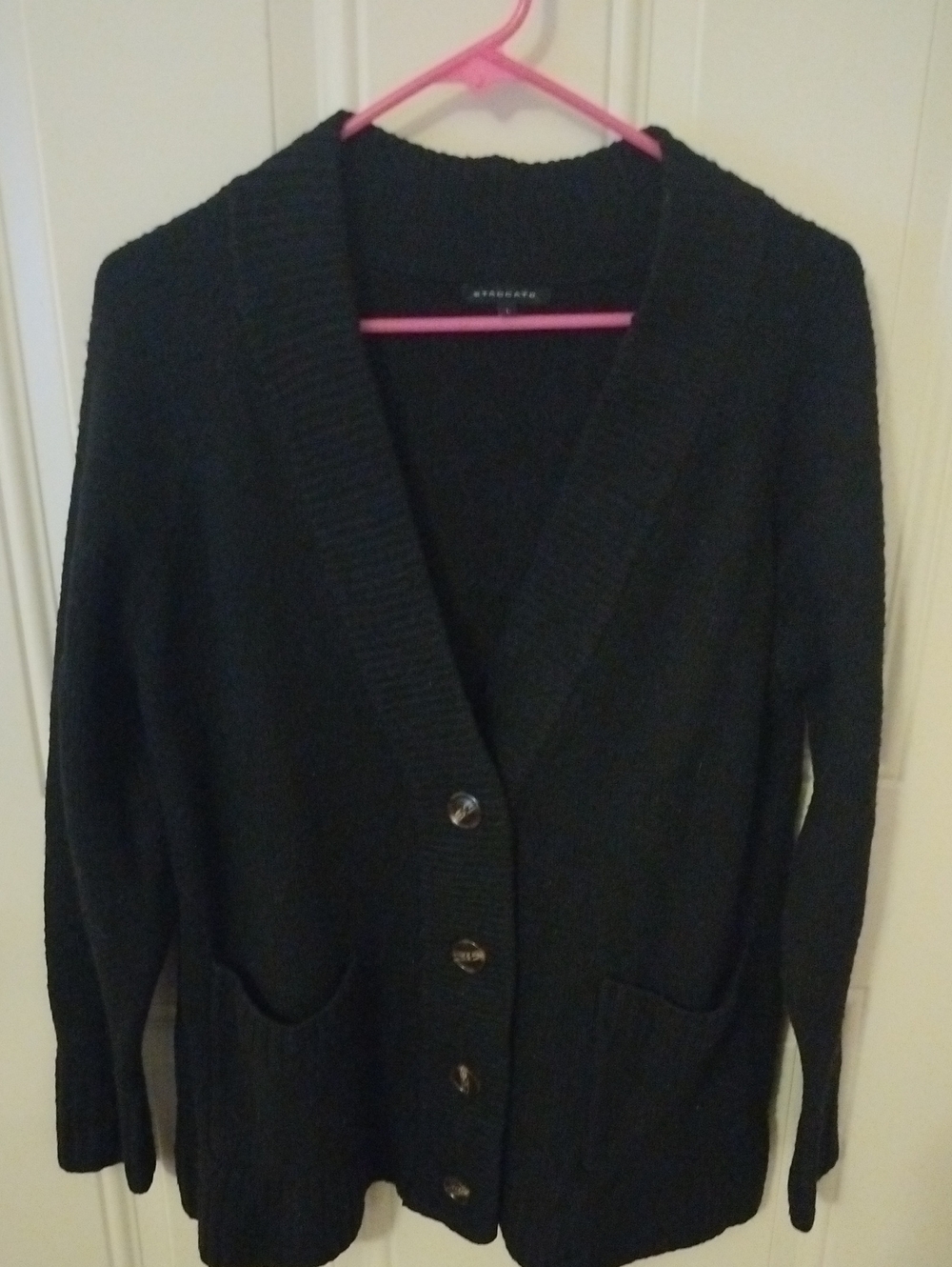 Staccato Black Button-Front Women's Cardigan Size L